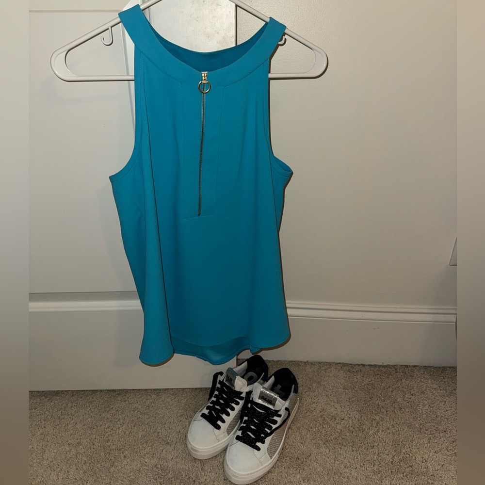 Trina Turk Teal Sleeveless Blouse